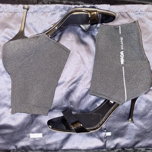 Prada Prada D'Orsay Black Stretch Sandal - Picture 5 of 8